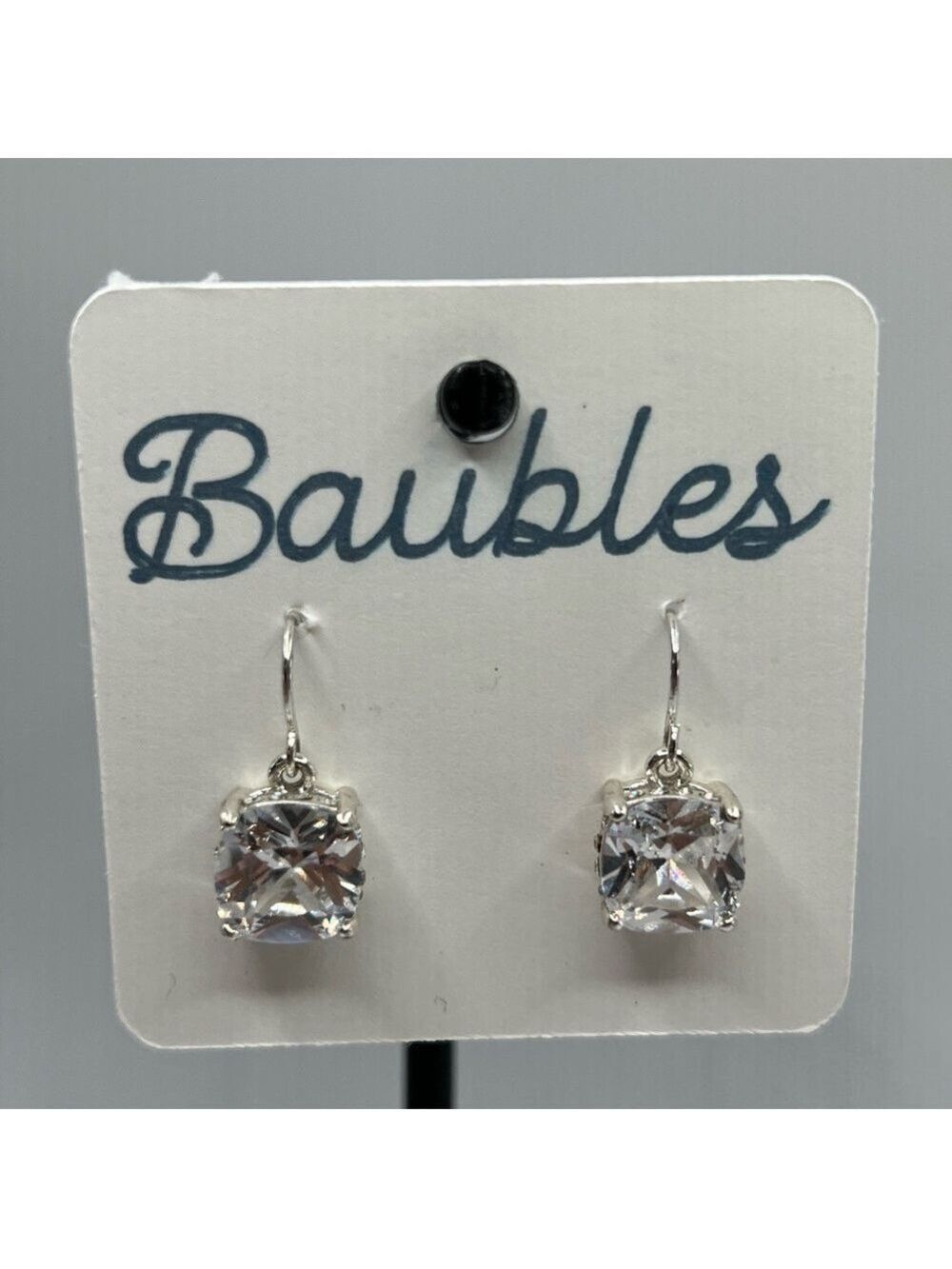 Silver Dangle Earrings with Clear Gemstones
